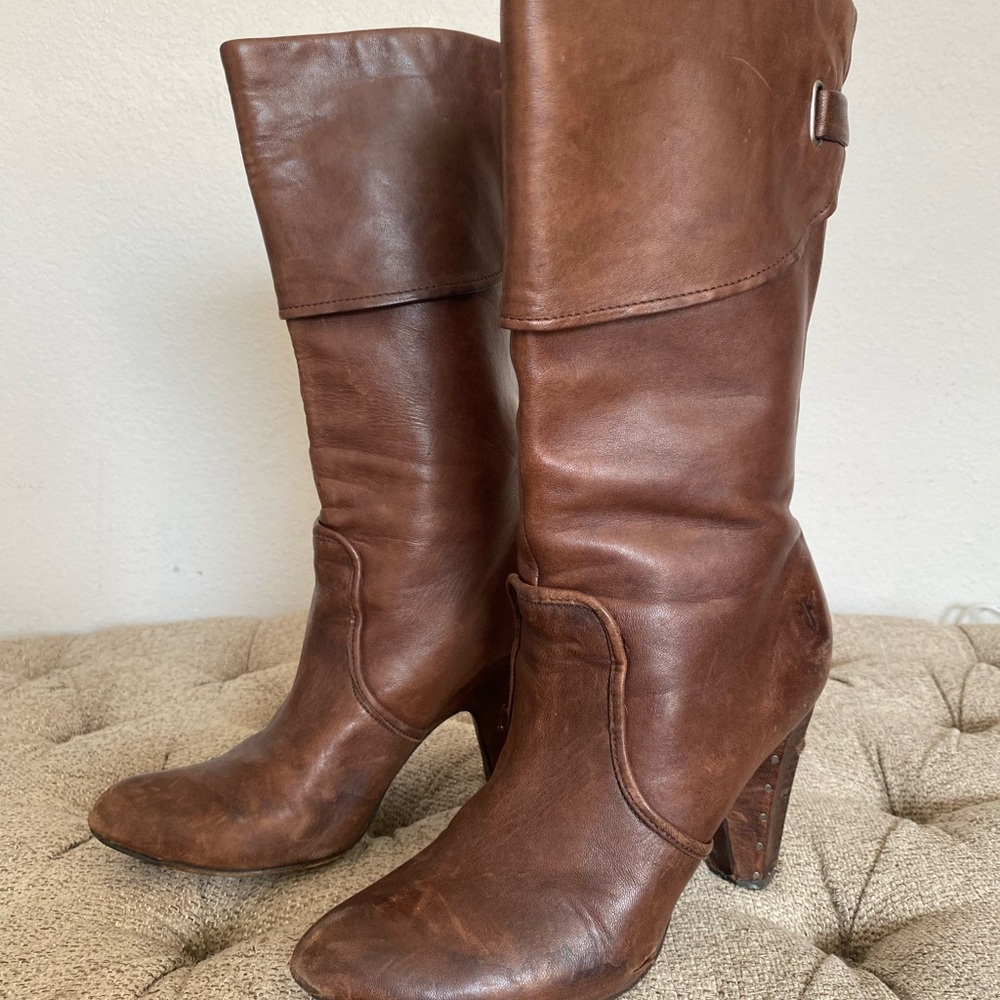 Frye Bethany Cuff Shortie Brown Boots 8.5